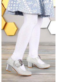 Resim Kiko Kids Angelina Günlük Kız Çocuk 4 Cm Topuklu Abiye Ayakkabı Sedef 