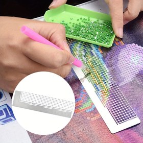 Resim 1 Adet Paslanmaz Çelik Elmas Boyama Cetveli - Kare/Dairesel Desenler, Doğru & Verimli DIY El İşleri için Kolay Kullanımlı Ağ Aracı, Dayanıklı Nakış Yardımcısı, Sanat Tutkunları için İdeal Hediye, Sanat Projesi Aksesuarı|Karmaşık Tasarımlar|Dayanıklı Yapı, Elmas Boyama Kitleri 