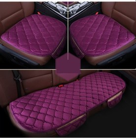 Resim 3 Adet / Set Lüks Sıcak Araba Koltuğu Kapak Minderi Evrensel Ön Arka Koltuk Kapakları Araba Kaymaz Sandalye Pedi Sıcak Araba Paspasları Geri Peluş Yastık Yok Mor 