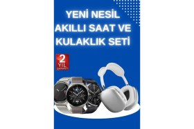 Resim Astraltech Yeni Nesil Sesli Görüşme Akıllı Saat ve Powerbank Çoklu Şarj Girişli Bluetooth Kulaklık Nabız Ölçer 