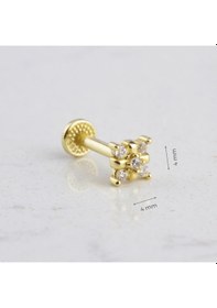 Resim Glorria Altın Yonca Tragus Piercing Sarı 