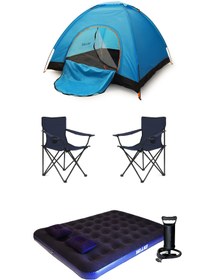 Resim Walke 4 Kişilik Çadır + Çift Kişilik Yatak + 2 Sandalye + 2 Yastık + Pompa Lüks Kamp Seti 
