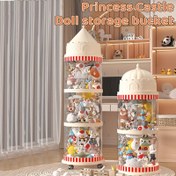 Resim Bir Kule-Şeklinde Bebek Depolama Kova, 4 Katlı Toka Tasarımı ile, Peluş Oyuncakları ve Daha Büyük Bebekleri Düzenlemek İçin Uygun, Oyuncak Kutusu ve Depolama Konteyneri Olarak Fonksiyon Gösterir. Cadılar Bayramı ve Noel İçin 