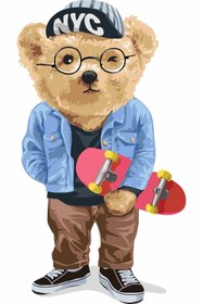 Resim UBGA GIFT Skate Bear 35 Cm Özel Tasarım Motor Kask Araba Duvar Stıcker Çıkartma 