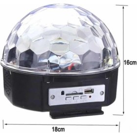 Resim Disko Topu Renkli Işıklı Lazer Parti Bluetooth Bağlantılı LED Küre 