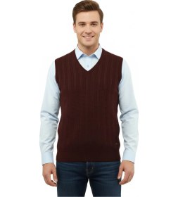 Resim Çizgi Triko Erkek V Yaka Süveter Çelik Örgü Regular Kalıp 5209h Bgl-st04843 Bordo 