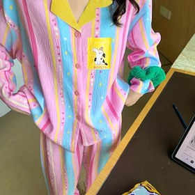 Resim Kadın Pijama Takımı 2025 Yeni Sonbahar/Kış Bulut Desenli Uzun Kollu Lapel Yaka İki Parça Ev Giyimi, Dış Ceket ZCR, Modal ve Flanelden Üretilmiş Rahat Kadın Pyjaması 