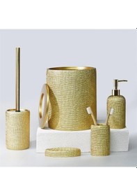 Resim Selim Natural 5 Parça Banyo Seti - Altın Altın 