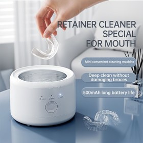 Resim Taşınabilir USB Şarj Edilebilir Protez Temizleyici | Yüksek Frekanslı Titreşim, 3 Mod, 500mAh Pil, Diş Teli, Hizalayıcılar, Fırça Başları ve Daha Fazlası için Derin Temizlik, Beyaz 