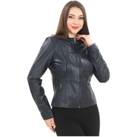 Resim New Zaya Leather Kadın Hakiki Kuzu Deri Ceket 