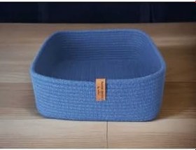 Resim Saks Mavi Kare Sepet Düzenleyici Saklama Kutusu Organizer Hediyelik El Emeği Salon Mutfak-24X9Cm Saks Mavisi 