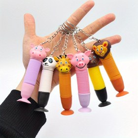 Resim 6 Parça Sevimli Yaban Hayatı Asma Seti, Aslan, Zürafa, Panda, Siyah Ayı, Su Aygırı, Domuz Modelleriyle Genişletilebilir Eğlenceli Oyuncaklar, Çocuklar İçin Mükemmel Eğitim Oyuncağı, Hediye Çantası Şeker Dolgusu 