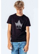 Resim Myname Baskılı Unisex Çocuk Siyah Tshirt 
