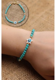 Resim Özel Kutusunda Hasır Kordon Saat & Nazar Kolye & Nazar Ve Charmlı Bileklik Hediye Seti Kadına Özel Hediye Kutusu 