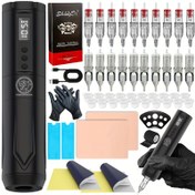 Resim DONGYUNTATTOO Tam Dövme Makinesi Seti, 2000mAh Lityum Pil, 20 İğne, USB Güçlü Motorlu Sayısal Ekran ve Ergonomik Tutma Kolu - Profesyonel Tattoo Stüdiosu ile Ev Kullanimi Çok Aydınlatmalı, Şık Bej Renkli Pratika Lambasıyla Birliktede Başlangıc Settir (Adaptör Ýaýlama) Uzmanlar iň Yeni Baslanlyklara Önümler Ücin Hödürlenen Alumin Alloy Konstruksiyasynda, Dayanyakaly we Berkitilen Batareya Bilen, Ýeńil Monitordurmasynja üsinlikde LED Ekraplary 