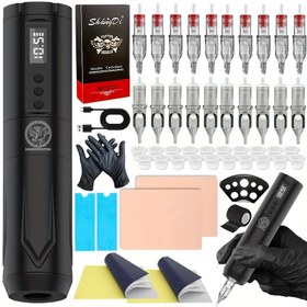 Resim DONGYUNTATTOO Tam Dövme Makinesi Seti, 2000mAh Lityum Pil, 20 İğne, USB Güçlü Motorlu Sayısal Ekran ve Ergonomik Tutma Kolu - Profesyonel Tattoo Stüdiosu ile Ev Kullanimi Çok Aydınlatmalı, Şık Bej Renkli Pratika Lambasıyla Birliktede Başlangıc Settir (Adaptör Ýaýlama) Uzmanlar iň Yeni Baslanlyklara Önümler Ücin Hödürlenen Alumin Alloy Konstruksiyasynda, Dayanyakaly we Berkitilen Batareya Bilen, Ýeńil Monitordurmasynja üsinlikde LED Ekraplary 
