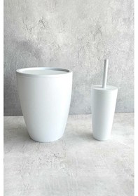 Resim Primanova Pure 2'li Banyo Seti Çöp Kovası + Tuvalet Fırçası Beyaz Renkli 