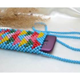 Resim Y&M PERLA ACCESSORİES Renkli Cam Boncuklu Omuz Askılı Kadın Telefon Çantası 