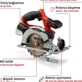 Resim Einhell Akülü Daire Testere Te-Cs 18/150 Li-Solo Power X-Change (18 V, Li-Ion, Ø150 x Ø10 mm Testere 