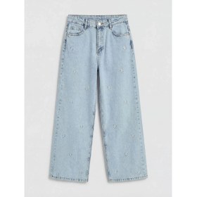 Resim LC Waikiki Lcw Kids Mavi Wideleg Nakışlı Kız Çocuk Jean Pantolon 