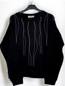 Resim Kız Çocuk Mevsimlik Pamuklu Zincirli Sweatshirt-14445 Siyah 