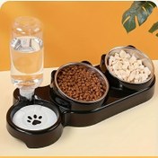 Resim 3-in-1 Otomatik Evcil Hayvan Besleyici ve Su Dağıtıcısı, Kaymaz Paslanmaz Çelik Kase ile - 304 Paslanmaz Çelik, Kediler ve Köpekler için Evcil Hayvan Yemi ve Su Dağıtıcısı, Köpek Yemi ve Su Dağıtıcısı, Otomatik Evcil Hayvan Besleyici, Modern Evcil Hayvan Aksesuarı, Kolay Temizlenebilir Malzeme, Pilsiz 
