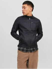 Resim Jack & Jones Jjerocky Jacket Noos Siyah Erkek Deri Ceket 12147218 