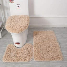 Resim DouranShop No.10 Stili Et Katı Renk Kadife Banyo Paspas Seti Kabarık Kıllar Banyo Halıları Modern Tuvalet Çıtası Yumuşak Peluş Banyo Halı Seti (Yurt Dışından) 