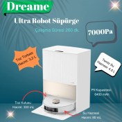 Resim Dreame Güçlü Lüx Premium 7000PA Ultra Beyaz Çöp Istasyonlu Akıllı Robot Süpürge Beyaz 