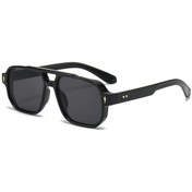 Resim Retro Kare Güneş Gözlüğü Erkekler Klasik Pilot Güneş Gözlüğü Erkek Moda Marka Black Black Siyah 