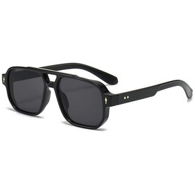 Resim Retro Kare Güneş Gözlüğü Erkekler Klasik Pilot Güneş Gözlüğü Erkek Moda Marka Black Black Siyah 