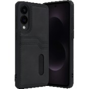 Resim S25 Edge Sara Kartvizitli Deri Kılıf - Siyah 