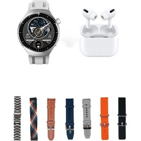 Resim Hx Series V4 Suit Yuvarlak Akıllı Saat 7 Kordon ve Kulaklık Hediyeli Akıllı Saat 