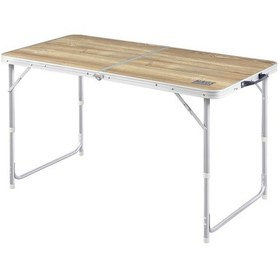Resim Haegs Portatif Kamp Masası, 3 Yükseklik Ayarlı, Katlanır Piknik Masası, Kolay Taşınabilir Alüminyum Masa - 120x60 - Naturel Meşe Ahşap Rengi 
