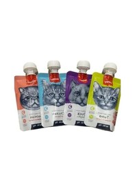 Resim Karışık Sıvı Kedi Ödül Maması, 4 X 90 G Pratik Paket 0.75 LT - 2.5 LT - 12 KG 