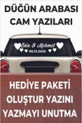 Resim Göktuğ Hediyelik Gelin Arabası Sticker Süs Dekoratif Isim Ve Tarih Yazılı Özel Etiket Folyo 