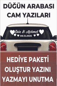 Resim Göktuğ Hediyelik Gelin Arabası Sticker Süs Dekoratif Isim Ve Tarih Yazılı Özel Etiket Folyo 