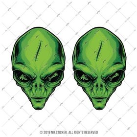 Resim Rfhlm151 Reflektif Merhaba Dunyali Yazili Alien Sticker 2 Li Set 