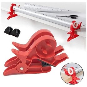 Resim Fosenze Pratik Hediye Paketleme Aracı: Masaya Sabitlenebilir Kırmızı Bant Kesici Ve Kağıt Tutucu Çiftli Set 