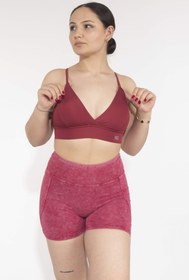 Resim Dikişli Dekolteli Dark Cherry Sporcu Bra 