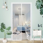 Resim 1 adet Otomatik Manyetik Ağ Kapı Ekranı - Beyaz Polyester, Böcek ve Sivrisinek Koruma, Yatak Odaları ve Balkonlar için Kolay Kendinden Yapışkanlı, Modern Minimalist Tasarım 