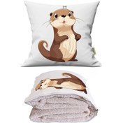 Resim Sevimli Samur Tv Battaniyeli Opsiyonel Dekoratif Araç İçi Yastık Çok Renkli 