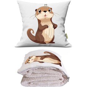 Resim Sevimli Samur Tv Battaniyeli Opsiyonel Dekoratif Araç İçi Yastık Çok Renkli 