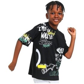 Resim Jack Lions Erkek Çocuk Pamuklu Yazılı Tshirt-14153-siyah Siyah 