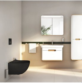 Resim Vitra S60 Smootflush Mat Siyah Asma Klozet 7510b083-0090, Vitra Mat Siyah Gömme Rezervuar Set 768-1851 Siyah 