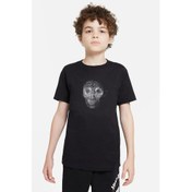 Resim Cool Skull Rose Kurukafa Baskılı Unisex Çocuk Siyah T-Shirt 