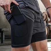 Resim Men's 2-in-1 Şortları, Koşu Ve Egzersiz Için Rahat Şortlar 