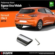 Resim S-Dizayn Renault Clio 5 Krom Egzoz Ucu Vidalı 2019 ve Üzeri 