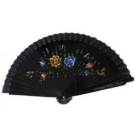 Resim Büro Ev Ofis Gösteri Kostümü İçin 12adet Siyah Çift Taraflı Bambu Yelpaze Seti 