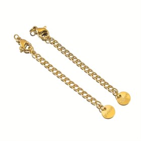 Resim 10 Parça 18K Altın Kaplama 304 Paslanmaz Çelik Istakoz Tokalı Uzatma Zincir Seti, Kazınmış Yuvarlak Plaka ile 5cm DIY Kolye ve Bileklik Aksesuarları 
